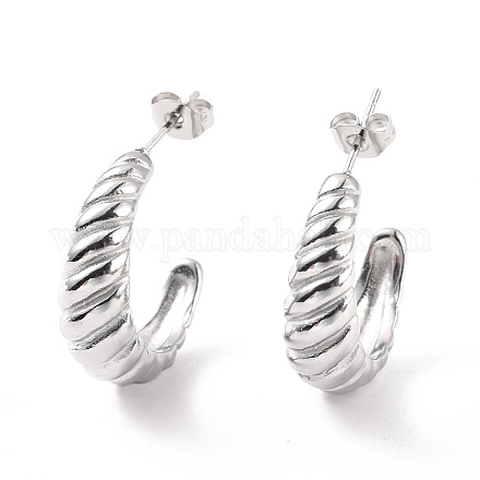 304 Stainless Steel Croissant Stud Earrings for Women EJEW-F280-08P-1