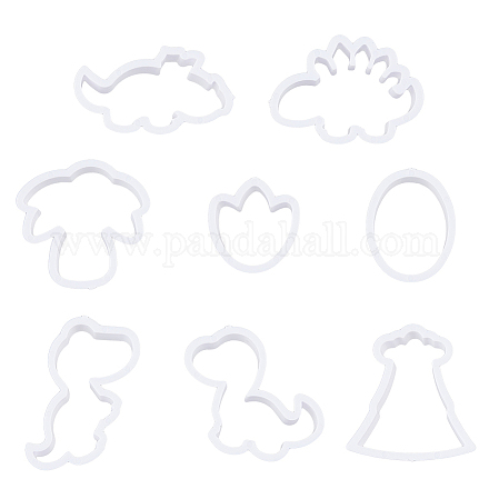 SUPERFINDINGS 8 Style Plastic Cookie Cutters Polymer Clay Cutters Dinosaur Clay Cutter White Tree Oval Paw Print Cookies Fondant Mouldss for DIY Biscuit Baking Tool DIY-WH0301-81D-1