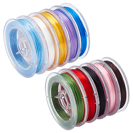 Pandahall elite 10 rotoli 10 colori filo elastico elastico piatto cristallo giapponese EW-PH0002-09-1
