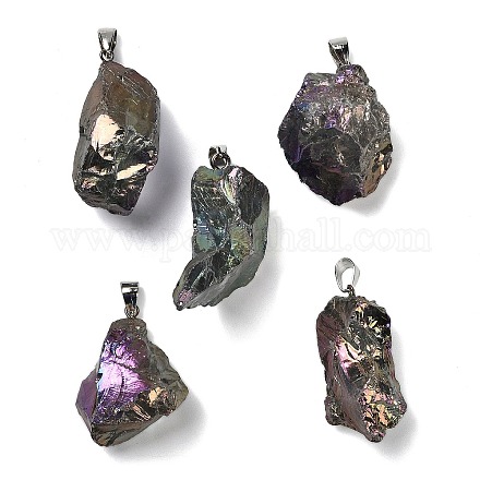 Подвески из гальванизированного необработанного натурального кварца G-Q481-20P-05-1