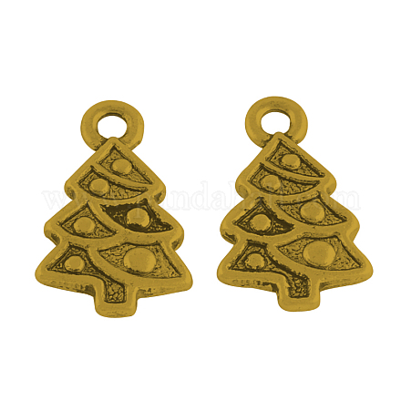 エナメルのためのクリスマスツリー合金のペンダントのセッティング  チベットスタイル  カドミウムフリー＆ニッケルフリー＆鉛フリー  アンティーク黄金  20x12x2mm  穴：2mm TIBEP-GC154-AG-NR-1