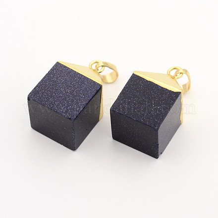 Synthetic Blue Goldstone Cube Pendants G-J291-07-1