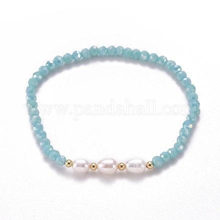 Verre à facettes perles bracelets extensibles BJEW-JB05486-04-1