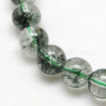 Natural Green Lodolite Quartz Beads Strands G-D580-6mm-1