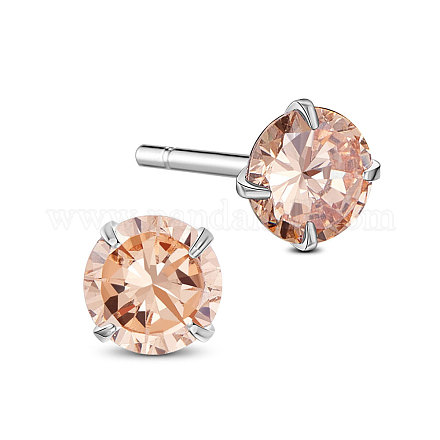 SHEGRACE Rhodium Plated 925 Sterling Silver Four Pronged Ear Studs JE420E-02-1