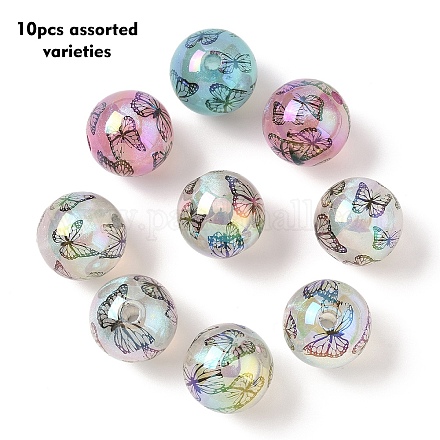 10 шт. светящиеся акриловые бусины с принтом&nbsp;OACR-YW0003-56-1