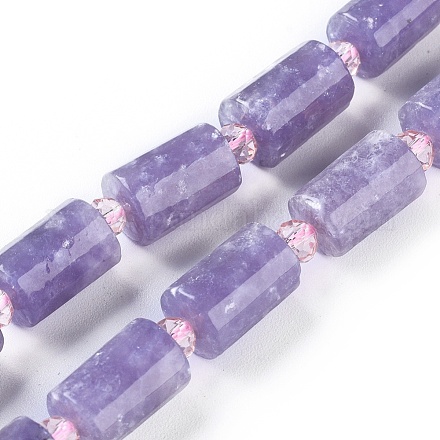 Fili di perle di pietra mica naturale di lepidolite / viola G-F653-21-1