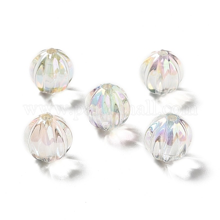 Perles acryliques irisées arc-en-ciel à placage uv bicolore TACR-D010-05E-1
