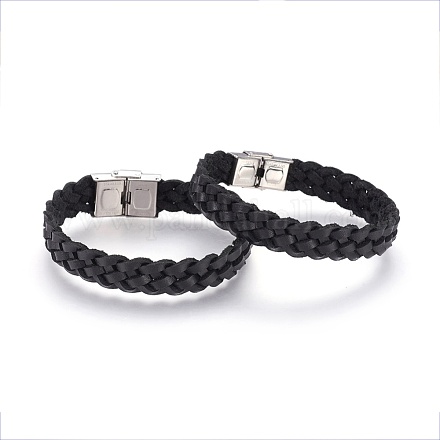 Braided Leather Cord Bracelets BJEW-F349-06P-02-1