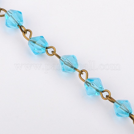 Chaînes de perles de verre bicone manuelles pour fabrication de bracelets et colliers AJEW-JB00041-04-1