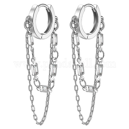 Круглые серьги-кольца из латуни с микропаве из прозрачных кубических цирконий FS-WG18906-02-1