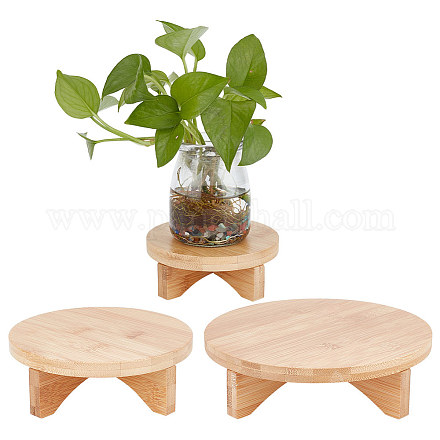 FINGERINSPIRE 3 Sets Mini Wooden Stool Display Stand 4.5/6/7.6 Inch 3 Style Wood Round Plant Stand Table Wood-Flower Pot Supports Wood Stool Plant Riser Flower Stand Round Planter Holder AJEW-BC0006-54-1