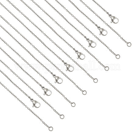 Nbeads 20 piezas 304 collares de cadena de cable de acero inoxidable para hombres y mujeres MAK-NB0001-15P-1
