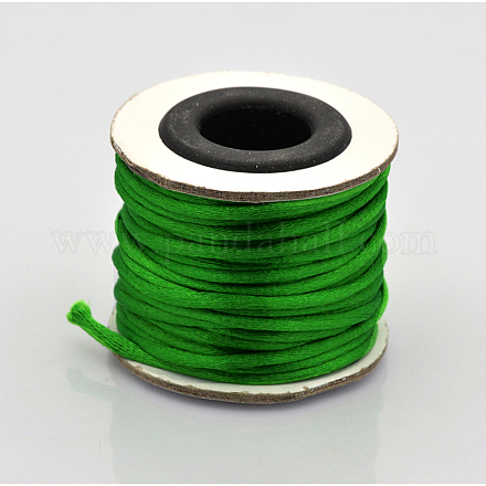 マクラメラテール中国結び作り用コードラウンドナイロン編み込みひも糸  ライムグリーン  2mm  約10.93ヤード（10m）/ロール X-NWIR-O001-A-11-1
