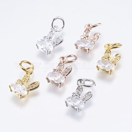 Brass Micro Pave Cubic Zirconia Bunny Charms RB-I077-19-RS-1