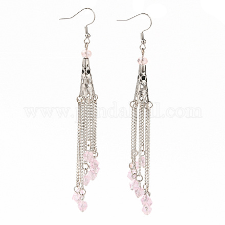 Glass Beads Tassel Earrings EJEW-JE03504-06-1