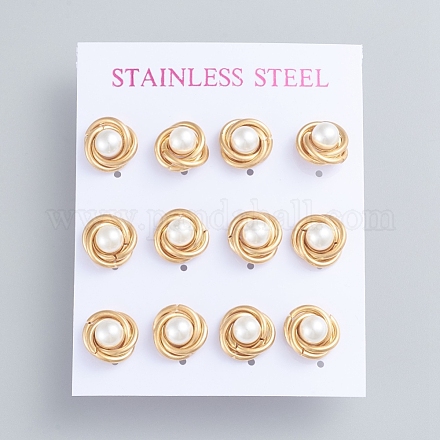 304 Stainless Steel Stud Earrings EJEW-F246-02G-1