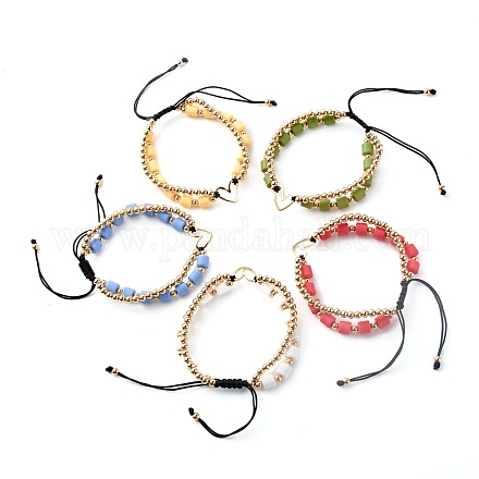Perline di argilla polimerica fatte a mano braccialetti di perline intrecciate con filo di nylon BJEW-JB06626-1