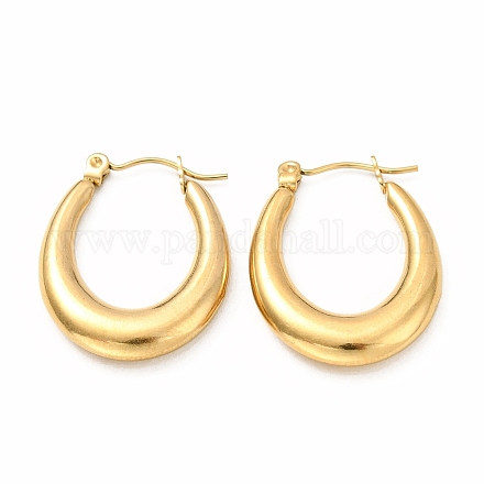 Ion Plating(IP) 304 Stainless Steel Chunky Oval Hoop Earrings for Women EJEW-F283-08G-1