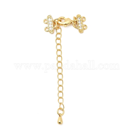 Brass Curb Chain Extenders with Micro Pave Cubic Zirconia KK-I705-17G-1