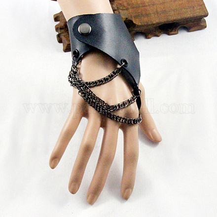 Right Side Punk Leather Twisted Chain Glove AJEW-O016-02R-1