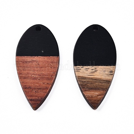 Opaque Resin & Walnut Wood Pendants RESI-N025-031-B01-1