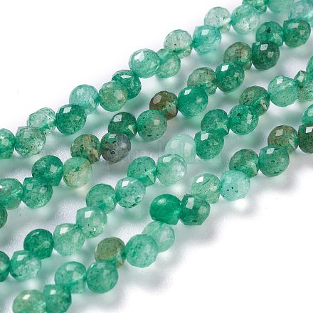 Perles vertes naturelles quartz fraise brins G-H243-13-1