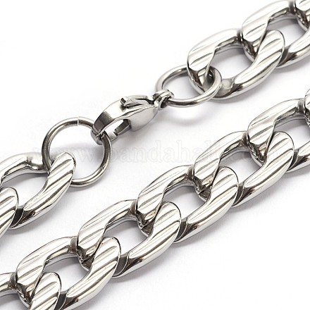 304 Stainless Steel Cuban Link Chain Necklaces NJEW-I060-07B-1