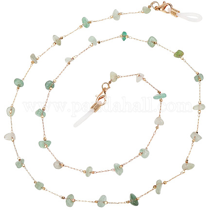 Цепочка из натурального нефрита и сплава с цепочкой на шею для очков AJEW-WH20070-024C-1