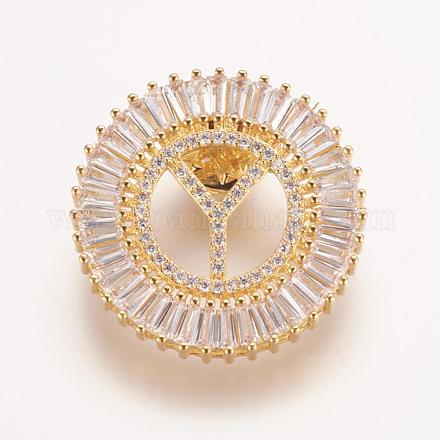 Brass Micro Pave Cubic Zirconia Brooches JEWB-P005-Y-G-1