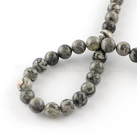 Natural Map Stone/Picasso Stone/Picasso Jasper Beads Strands X-G-S188-8mm-1
