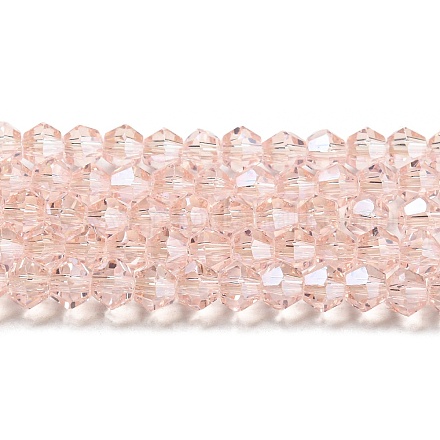 Transparentes perles de verre de galvanoplastie brins GLAA-F029-4mm-C26-1