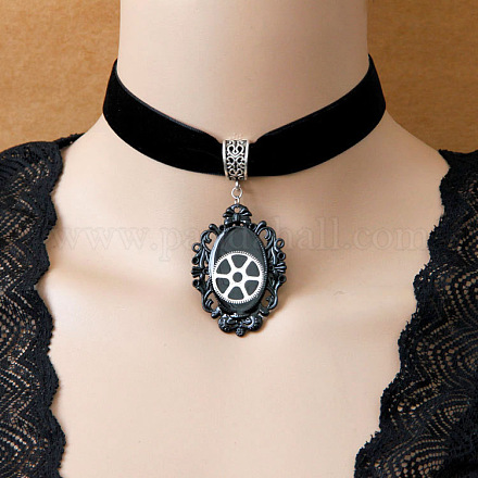 Моды готика ожерелье шерсти шнур короткое колье NJEW-N0052-280-1