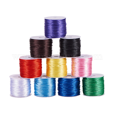 PandaHall 10 Color 1.5mm Rattail Satin Nylon Trim Silk Cord for Friendship Bracelet Braided Necklace NWIR-PH0001-40A-1