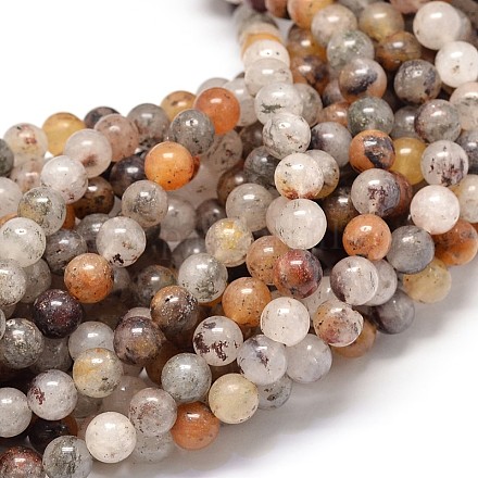 Quartz lodolite naturelle chapelets de perles rondes G-P075-27-10mm-1