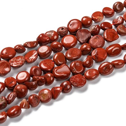 Natürlicher roter Jaspis Nuggets Perlenstrang G-G018-21-1