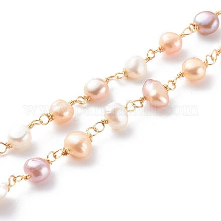 1 Strand Handmade Cultured Freshwater Pearl Beaded Chains AJEW-SZ0002-04-1