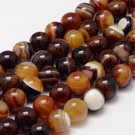 Natural Striped Agate/Banded Agate Bead Strands G-K155-A-10mm-07-1