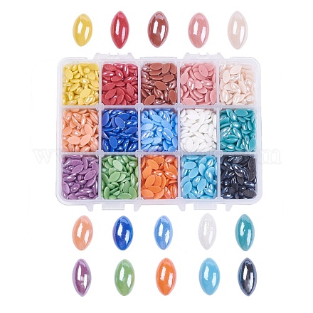 15 colores cabuchones de porcelana hechos a mano chapados perlados PORC-JP0001-02-D-1