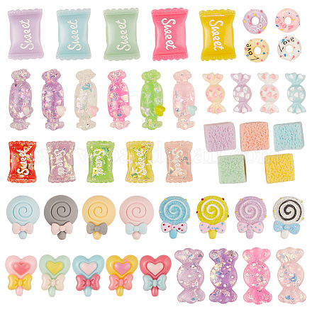 SUNNYCLUE 80Pcs 10 Styles Candy Resin Cabochon Slime Charms Resin Flatback Charms Mixed Heart Lollipop Flatback Slime Beads for DIY Scrapbooking Jewelry Making Easter Craft CRES-SC0001-12-1