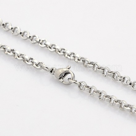 304 Stainless Steel Necklace Rolo Chain Making STAS-L126-02P-1