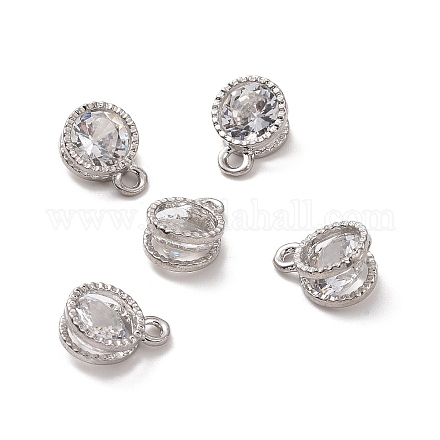 Flat Round Alloy Charms ZIRC-R007-054A-02-1