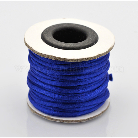 マクラメラテール中国結び作り用コードラウンドナイロン編み込みひも糸  サテンコード  ブルー  2mm  約10.93ヤード（10m）/ロール NWIR-O001-A-08-1