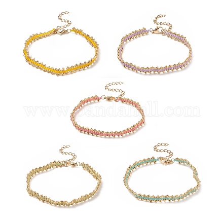 Armband aus geflochtenen Glassamenperlen mit 304 Edelstahlverschluss für Damen BJEW-JB09169-1