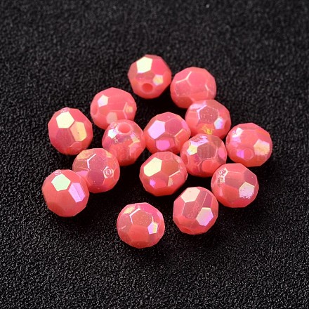 AB Color Plated Eco-Friendly Poly Styrene Acrylic Round Beads TACR-L004-6mm-43-1