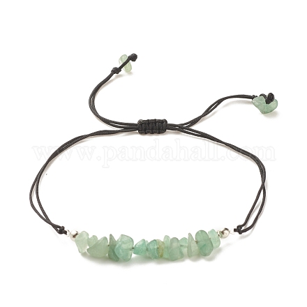 Плетеный браслет из бусин из натуральной зеленой авантюриновой крошки BJEW-JB08019-04-1