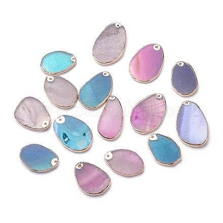 Golden Plated Natural Agate Pendants G-R413-14-1