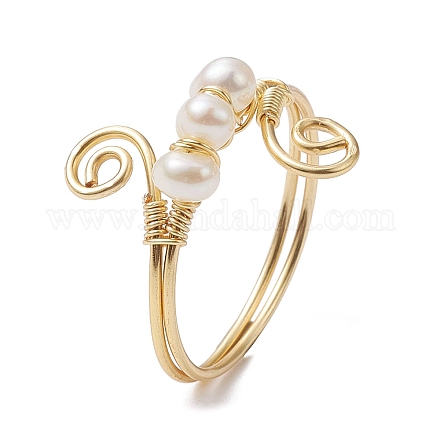 Anello per polsini con perline di perle naturali RJEW-JR00644-01-1