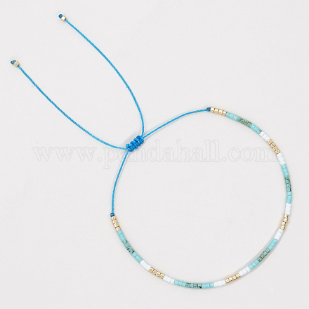 Плетеный браслет из стеклянных бусин для женщин BJEW-BB7272742-C-1