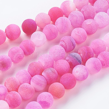Chapelets de perle en agate naturelle patinée G-G589-6mm-10-1